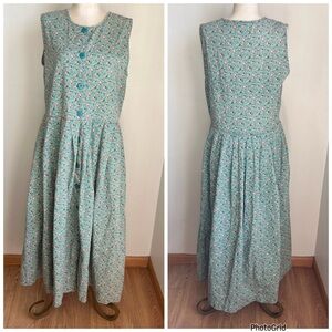 Pierre Cardin Green Floral Sleeveless Dress Medium